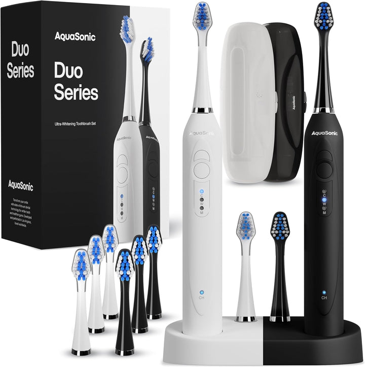 Aquasonic Duo - Cepillos de dientes eléctricos de carga inalámbrica...