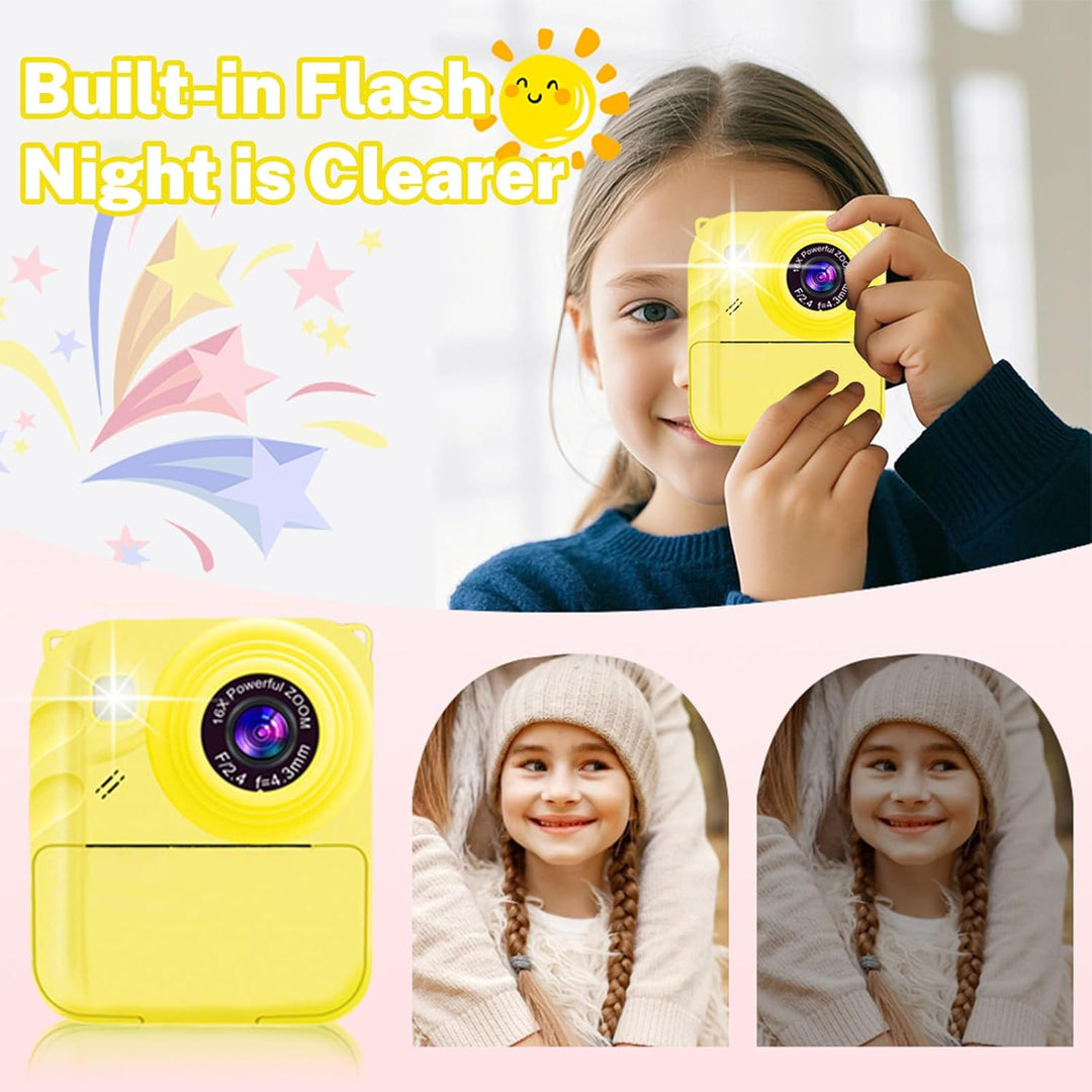 Cámara de impresión instantánea para niños, cámara de video 1080P c...