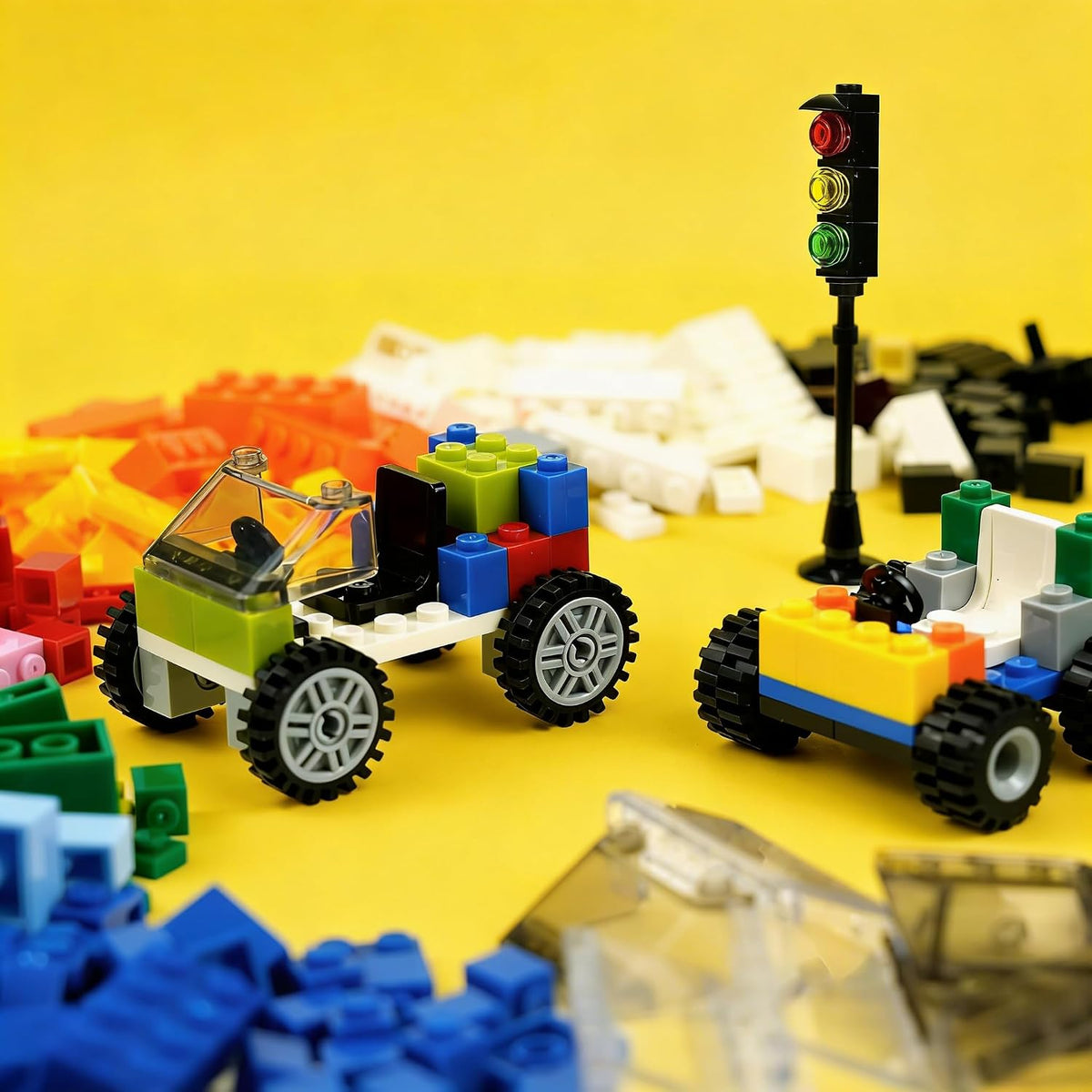 Set de Ruedas y Ejes Neumáticos para Autos con Kit Inicial de Bloques Clásicos para Construcción