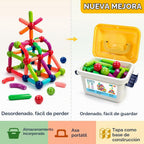 BAKAM Bloques de construcción magnéticos para niños de 4 a 8 años, juguetes de construcción STEM para niños y niñas, juego de palos magnéticos y bolas de gran tamaño para el aprendizaje educativo temprano de los niños (84 piezas)