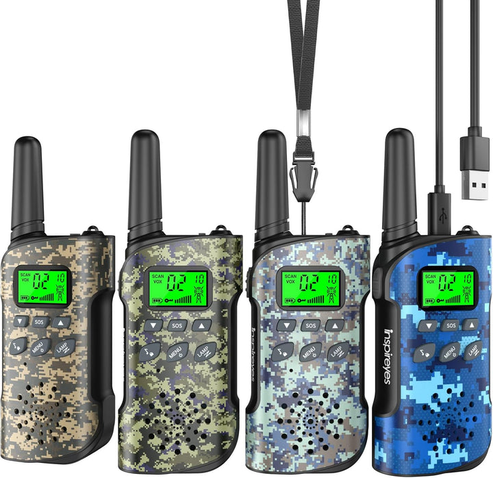 Inspireyes Walkie Talkies para niños recargables, juguetes para niñ...