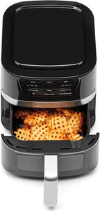 Cuisinart Freidora de aire, freidora compacta de 2.6 cuartos de galón con 3 funciones de cocción para freír al aire, asar y hornear, 3 ajustes preestablecidos para freidora de aire, piezas aptas para lavavajillas, AIR-80, acero inoxidable y negro