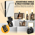 Luz de selfie de 120 LED para iPhone, luz de teléfono portátil con clip y adaptador de trípode de cámara, recargable de 5000 mAh, 3 modos de iluminación, CRI 97+ para grabación de video, TikTok, anillos de montaje de trípode