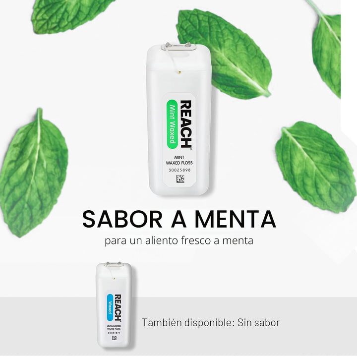 Reach Hilo dental encerado con sabor a menta para el cuidado oral y...
