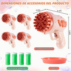 Paquete de 4 pistolas de burbujas de boda de 32 agujeros con luz, solución de botellas, fabricante de burbujas romántico para ceremonia al aire libre, recuerdos de fiesta de boda, accesorios de fotos, entretenimiento de recepción (rosa)