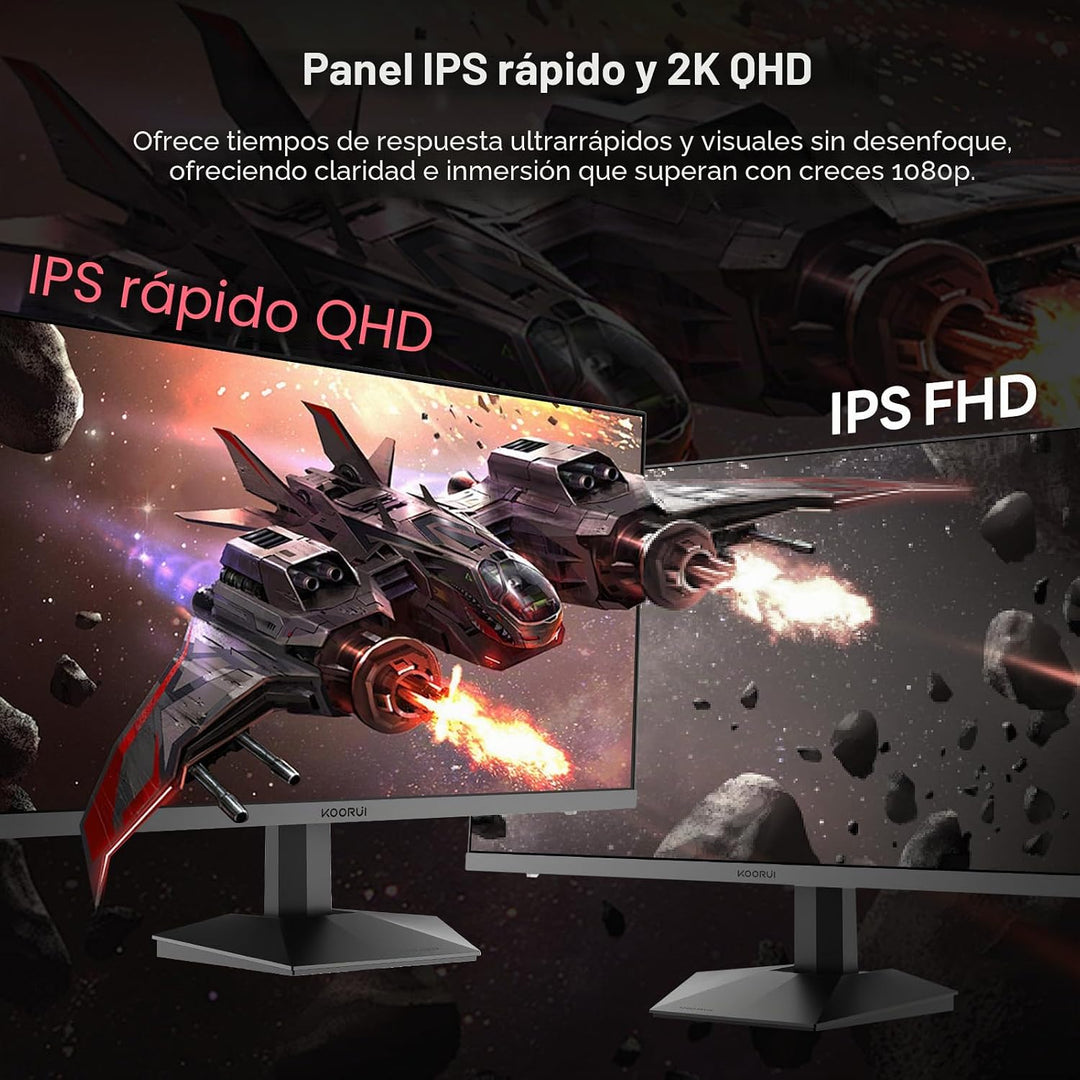 KOORUI Monitor para juegos de 27" 1440P, 260Hz\/240Hz, IPS rápi...