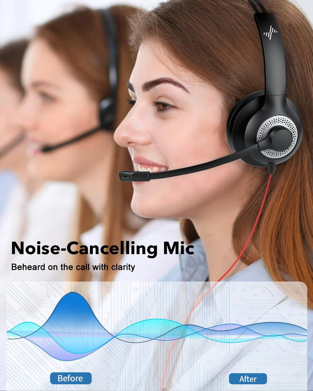 JIAMQISHI Auriculares USB con micrófono para PC, auriculares para c...