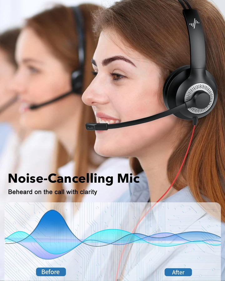 JIAMQISHI Auriculares USB con micrófono para PC, auriculares para c...
