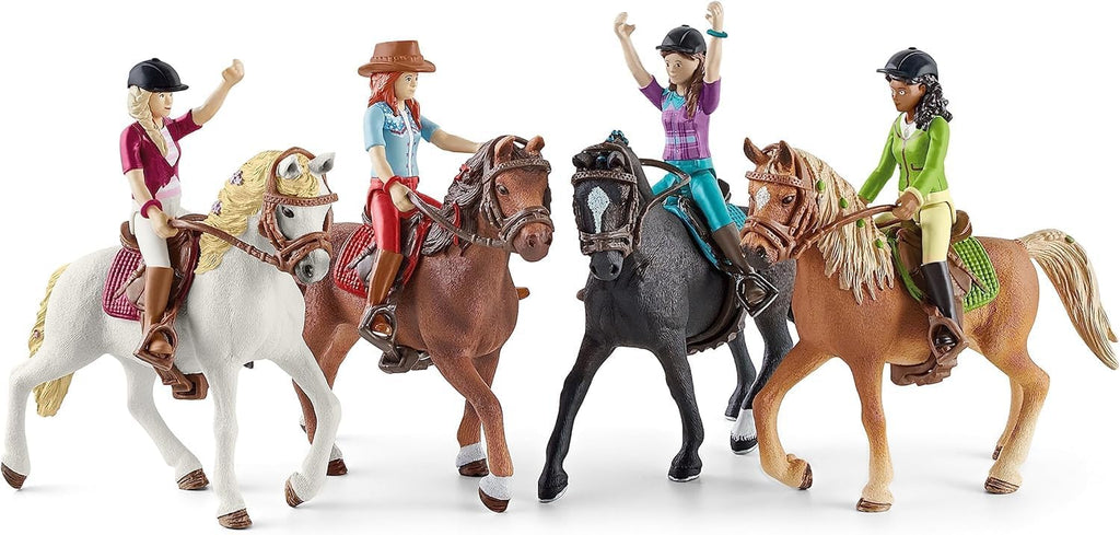 Schleich Horse Club - Juego completo de figuras de juguete de 40 piezas del Horse Club Rider - Figuras articuladas de jinete de Hannah, Sofia, Lisa y Sarah con caballos y accesorios de equitación