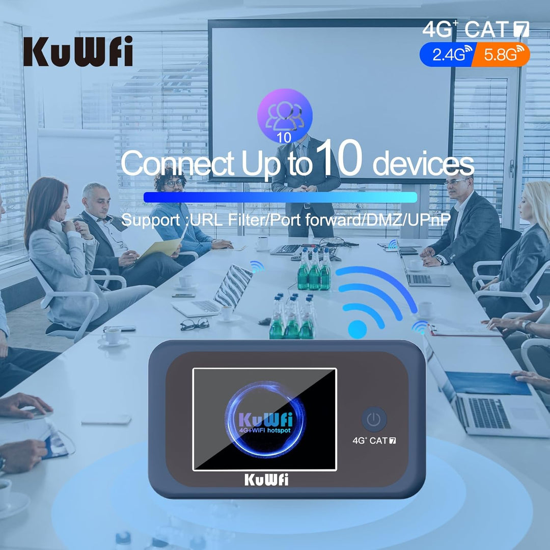 KuWFi Hotspot WiFi portátil para exteriores, enrutador WiFi 4G LTE...