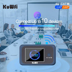 KuWFi Hotspot móvil portátil 4G LTE Cat7, banda dual AC1200, SIM de 2 GB, C803