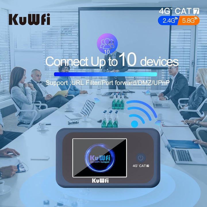 KuWFi Hotspot WiFi portátil para exteriores, enrutador WiFi 4G LTE...