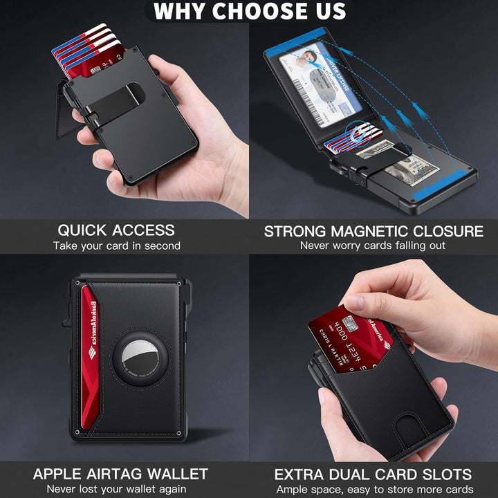 KIKVES Billetera Airtag para hombre, billetera inteligente para hom...