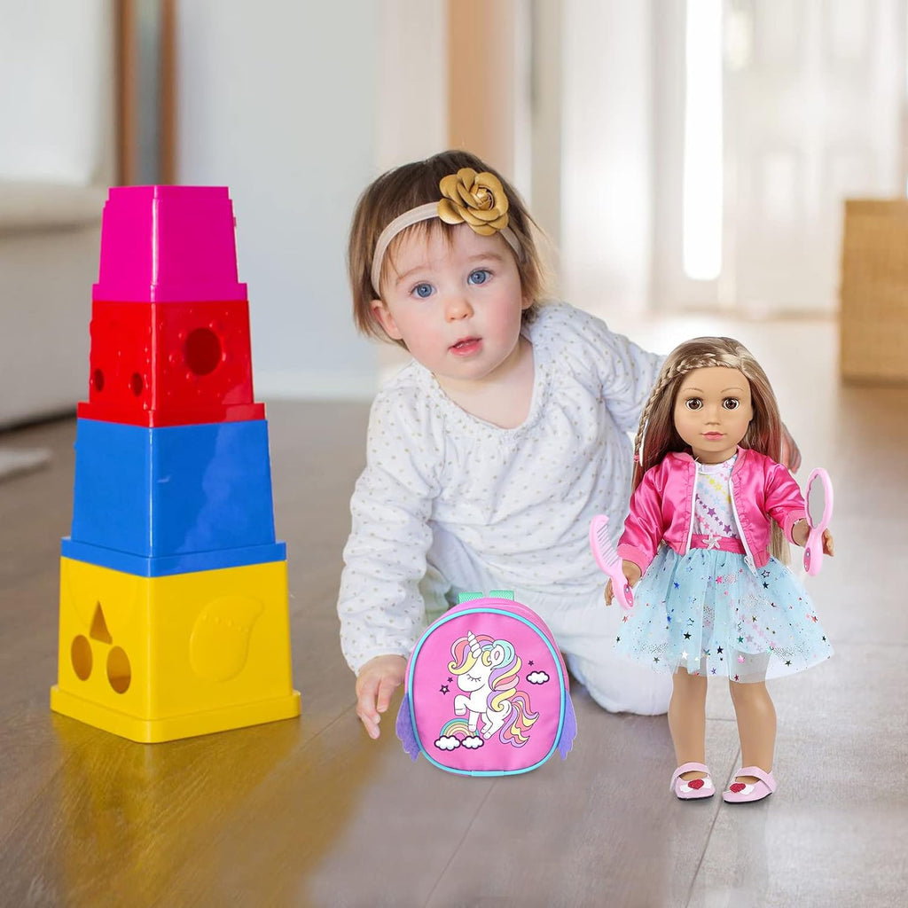 American - Juego de ropa y accesorios de maquillaje para muñecas de 18