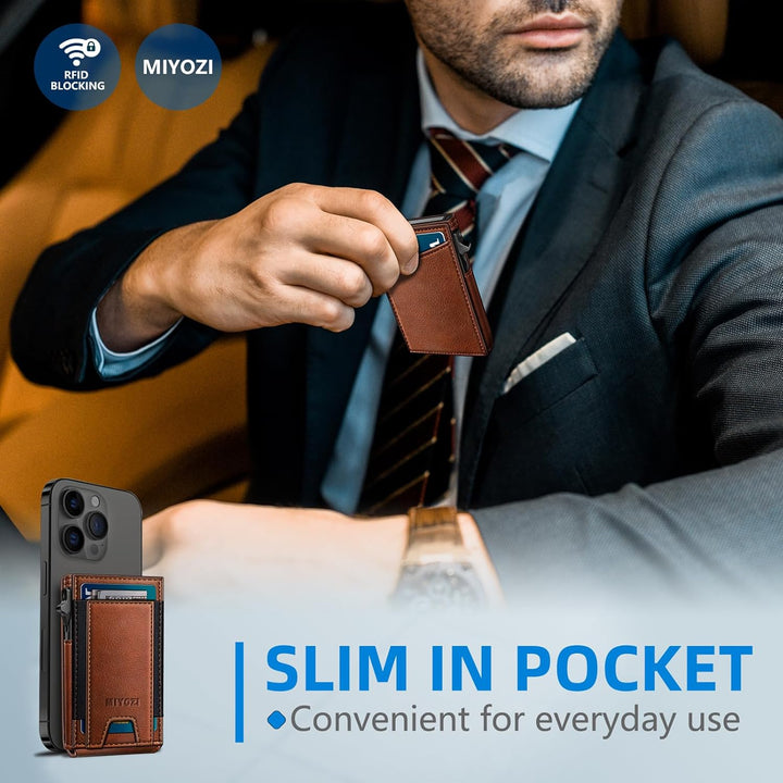 miyozi Cartera para hombre, tarjetero desplegable delgado, con bloq...
