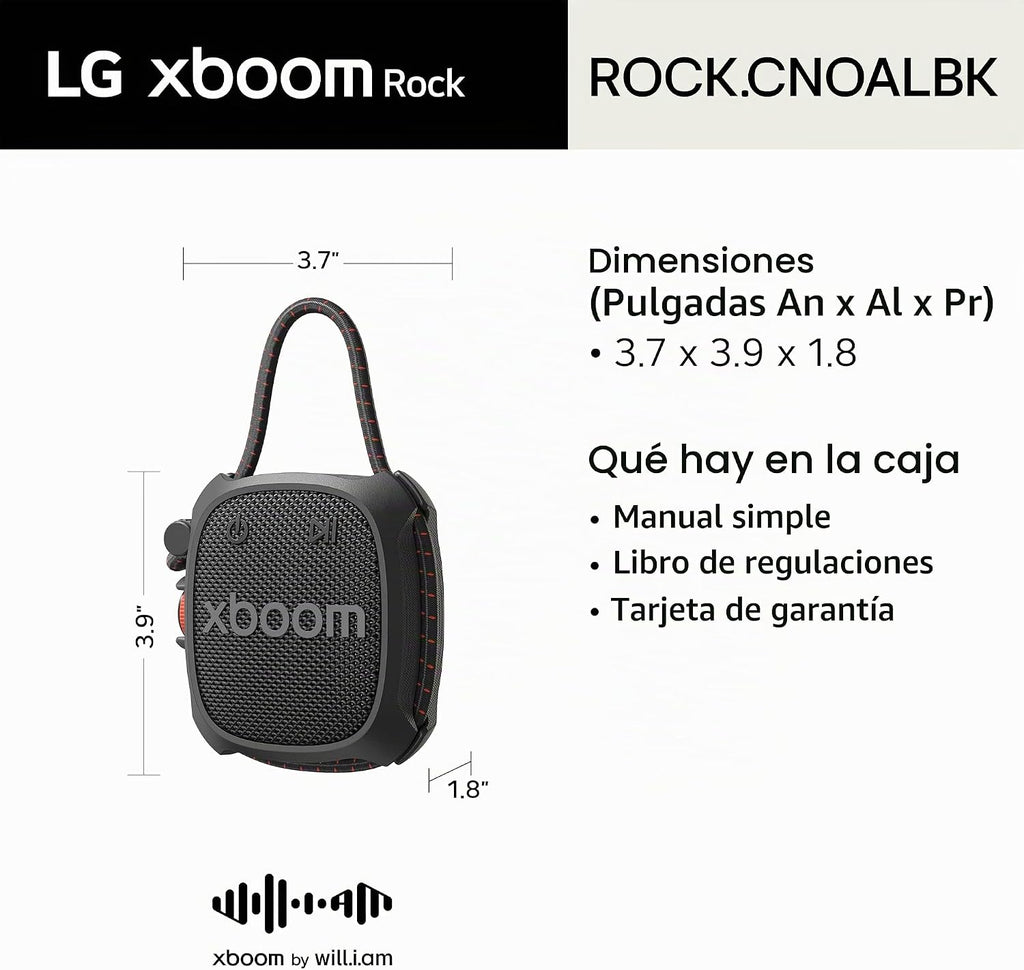 LG xboom Rock by will.i.am - Altavoz Bluetooth portátil para exteriores