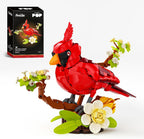 Juego de bloques de construcción de flores de pájaro cardenal del norte para adultos