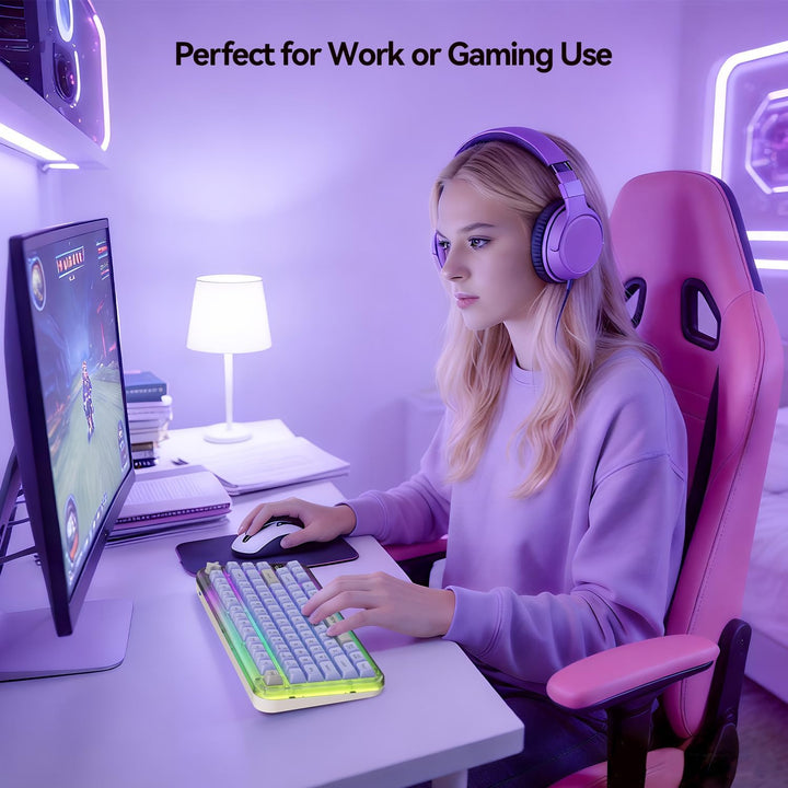 AUSDOM K75pro Teclado Inalámbrico Cremoso para Juegos, Teclado de C...