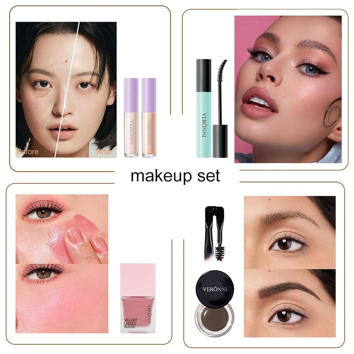 VERONNI Juego de maquillaje todo en uno para mujer, kit completo de...