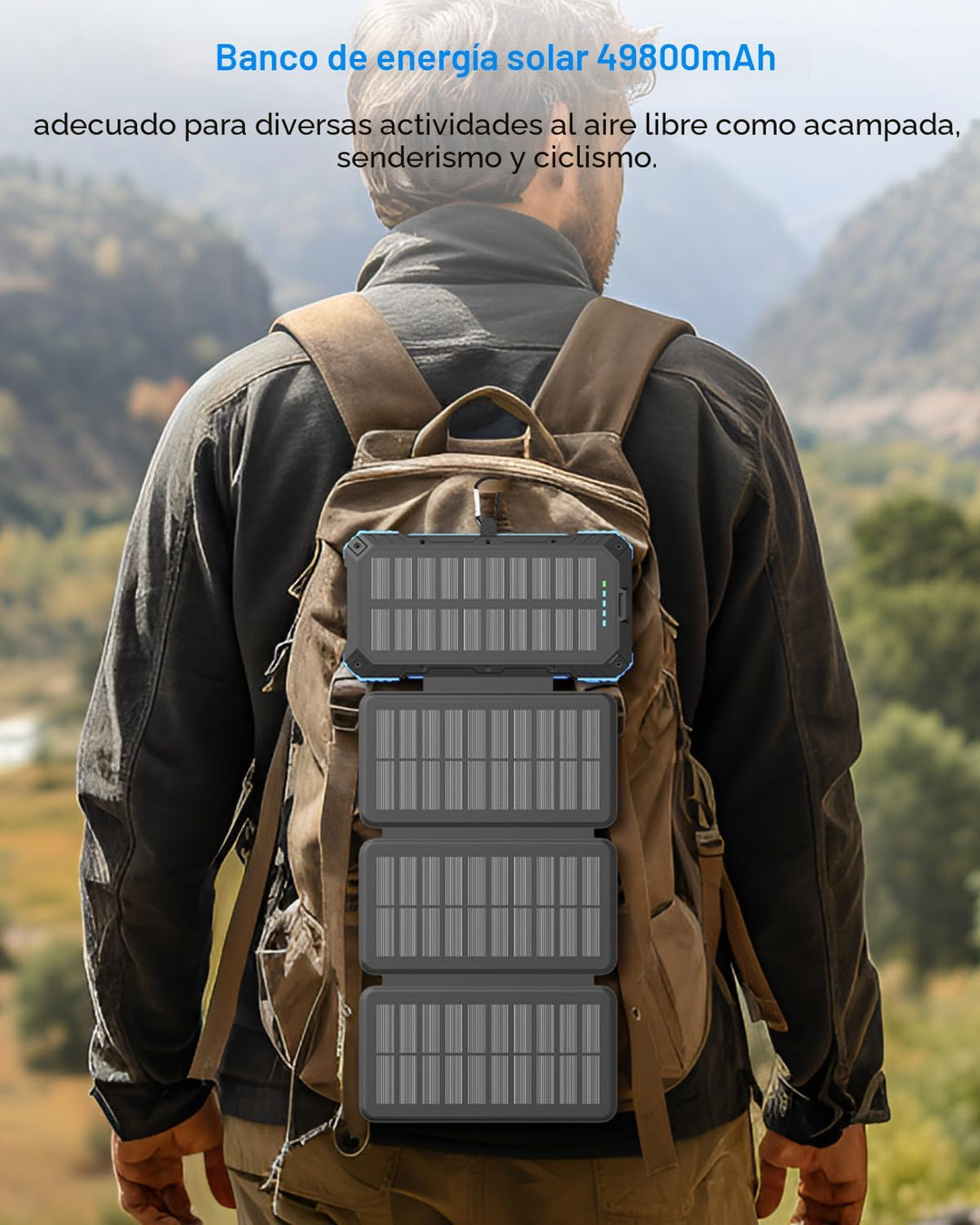 Kepswin Cargador Solar Power Bank 49800mAh con 4 cables integrados...