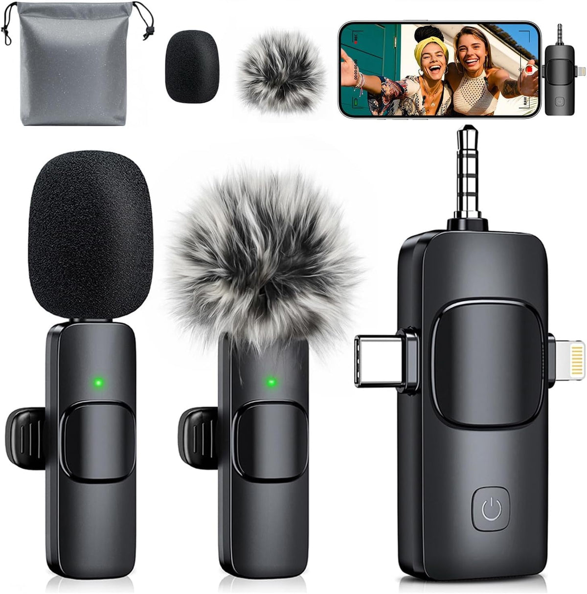 MENERESAS Mini micrófono 3 en 1 para iPhone: Micrófono Lavalier