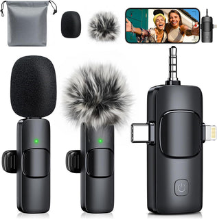 MENERESAS Mini micrófono 3 en 1 para iPhone: Micrófono Lavalier ina...