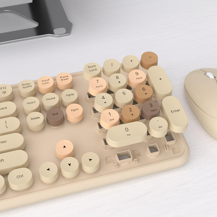 UBOTIE Teclado inalámbrico colorido para computadora y mouse óptico...
