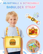 Boaretiu - Funda para iPad A16 - Linda funda de silicona suave de dibujos animados para iPad de 11ª generación de 11 pulgadas 2025/10ª generación de 10.9 pulgadas 2022 con correa para el hombro, soporte giratorio para niños y niñas