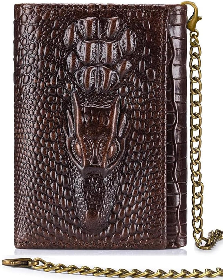 Steel Lion - Cartera de piel de vaca auténtica para hombre, diseño...