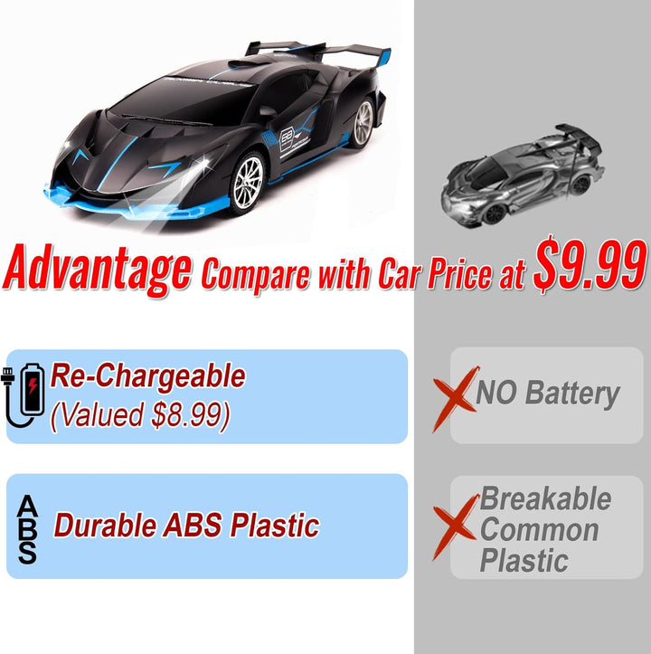 KULARIWORLD Auto a control remoto para niños a escala 1\/18 recarga...