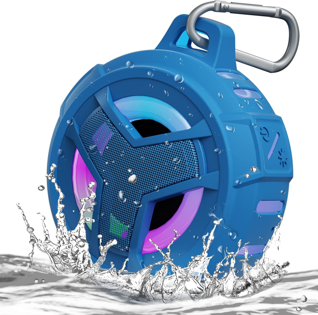 EBODA Altavoz impermeable Bluetooth para ducha, IPX7, flotante, portátil, inalámbrico, pequeños altavoces con luz, tiempo de reproducción de 24 horas para playa, piscina, accesorios de kayak, regalos