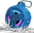 EBODA Altavoz impermeable Bluetooth para ducha, IPX7, flotante, portátil, inalámbrico, pequeños altavoces con luz, tiempo de reproducción de 24 horas para playa, piscina, accesorios de kayak, regalos
