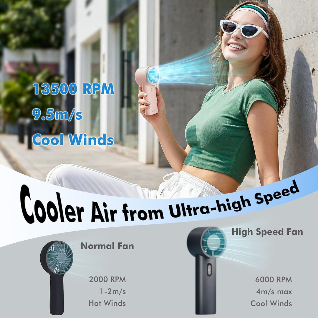 WHATOOK Ventilador turbo portátil de mano, mini ventilador personal...