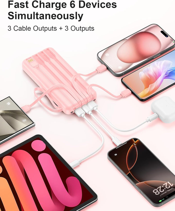 FlyKangaroo - Cargador portátil con cables integrados, batería exte...