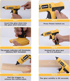 Pistola de pegamento caliente inalámbrica para batería DeWalt de iones de litio de 20 V con 20 barras de pegamento de 0.43 pulgadas y boquilla de cobre aislada, kit de tamaño completo (solo
