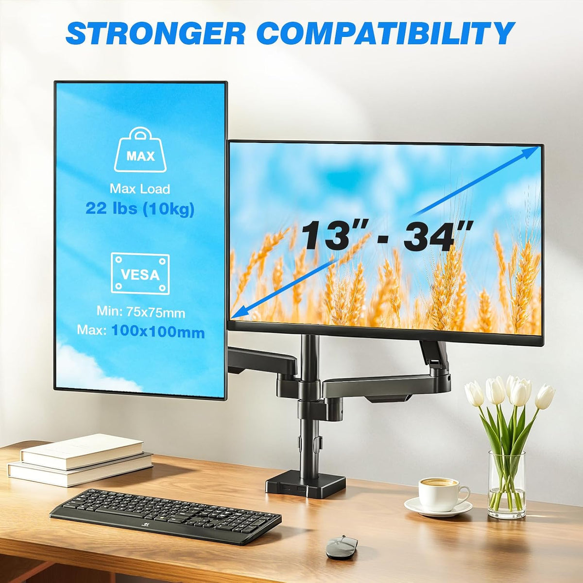 Rfiver Soporte de escritorio para monitor doble para pantallas de 17 a 34