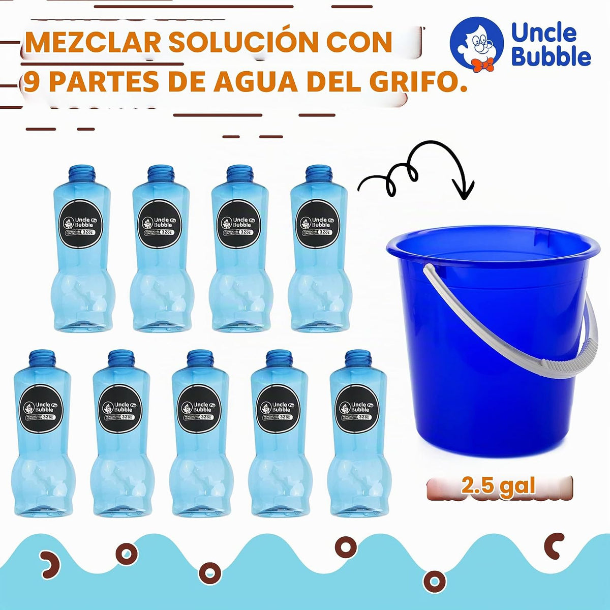 Uncle Bubble Recambio de solución concentrada de burbujas, 12.8 onzas hace