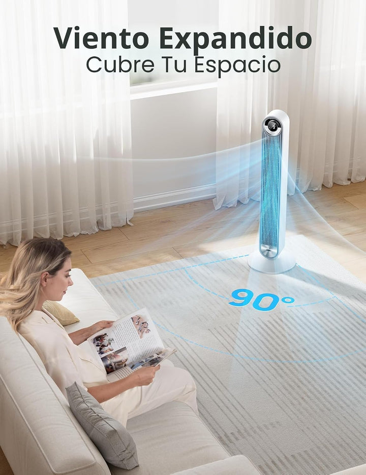 DREO Ventilador de torre para dormitorio, velocidad CC mejorada de...