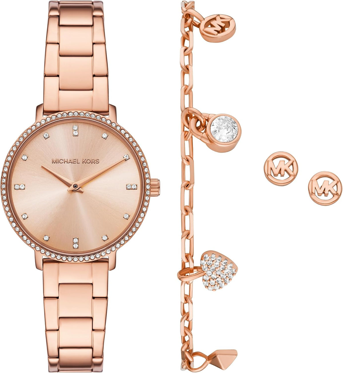 Reloj para mujer Michael Kors Pyper Two-Hand en acero inoxidable tono oro rosa (Modelo: MK7645SET)