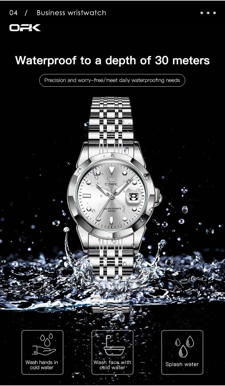 OPK Reloj de pulsera para mujer de acero inoxidable para mujer