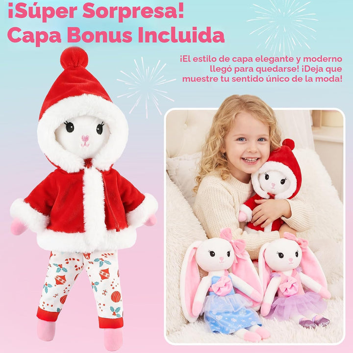 Muñeca bailarina de peluche para niñas de 3 a 8 años, conejito de p...
