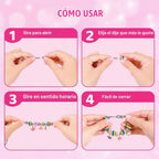 WOANZZ Kit de fabricación de pulseras con dijes, kits de fabricación de joyas para niñas de 8 a 12 años, joyero con cuentas, kit de collar, manualidades, regalo de cumpleaños para niñas de 6, 7, 8, 10, 11, 12 años, color rosa