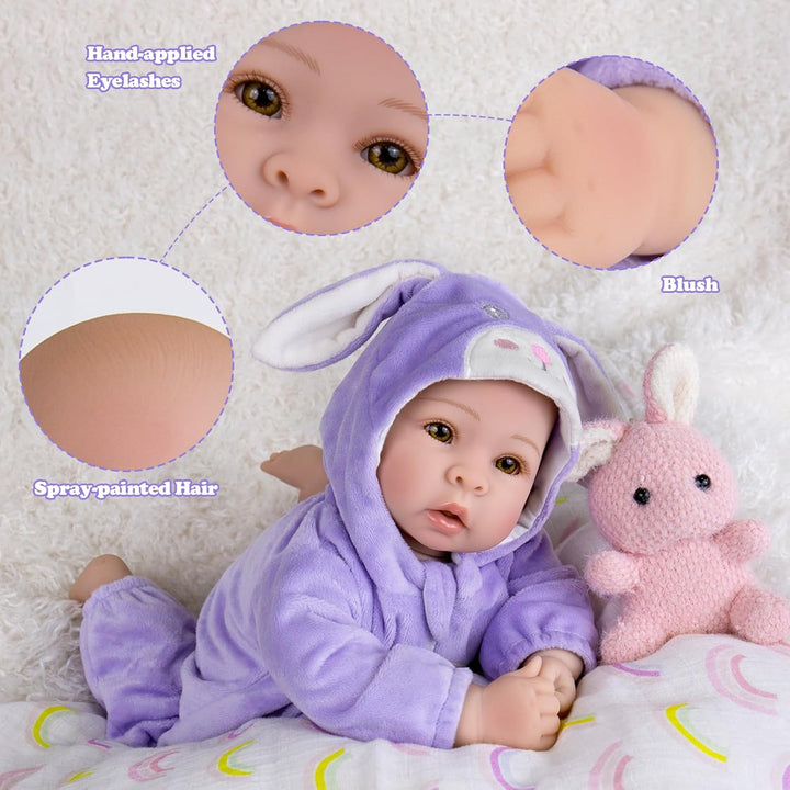Aori Real Baby Dolls - Muñeca de bebé realista de 17 pulgadas con c...
