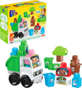 MEGA BLOKS Fisher-Price - Bloques de construcción para niños pequeños, escuadrón de clasificación y reciclaje de Green Town con 15 piezas, 2 figuras, ideas de regalo de juguete para niños