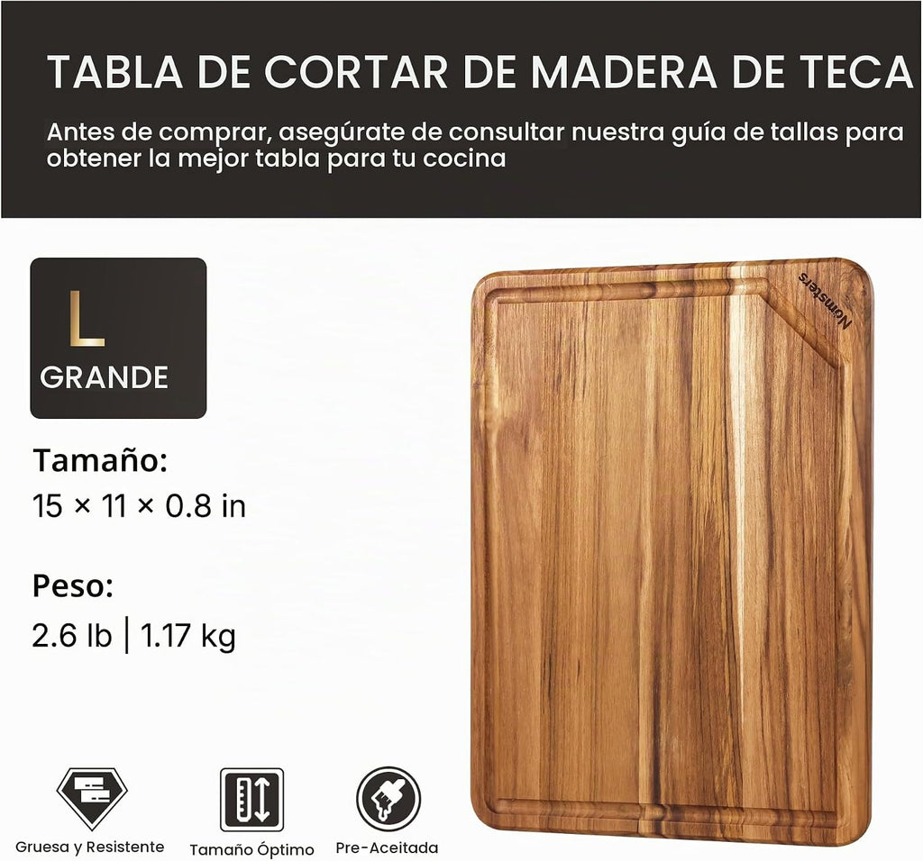 Tabla de cortar de madera de teca para cocina Tablero de charcutería