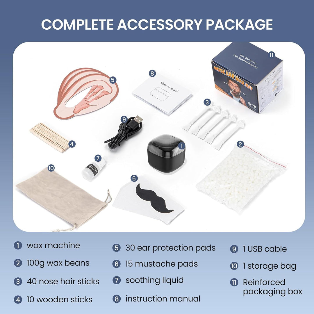 AUZEAL Kit de cera nasal para hombre, kit de depilación de nariz y...