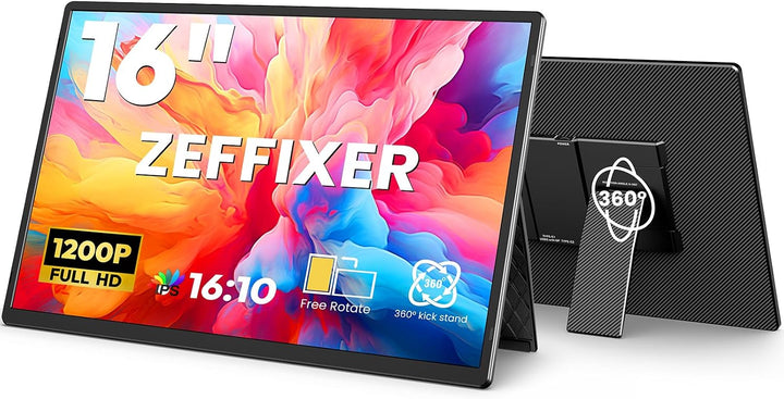 ZEFFIXER Monitor portátil FHD de 16 "16:10 1200P FHD con soport...