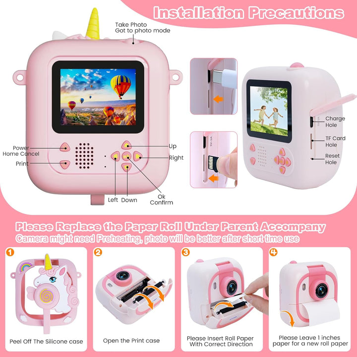Cámara para niños con impresión instantánea para niñas y niños, 108...