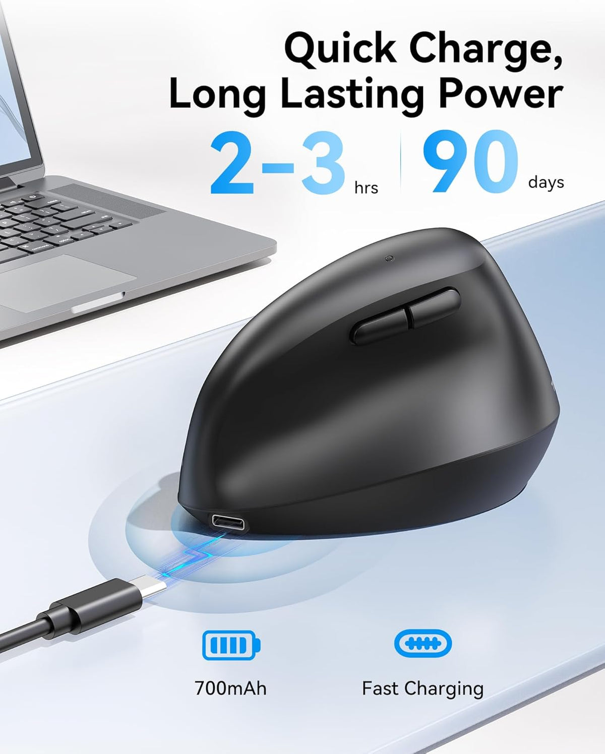 TECKNET Ratón ergonómico, mouse vertical inalámbrico Bluetooth (BT5...