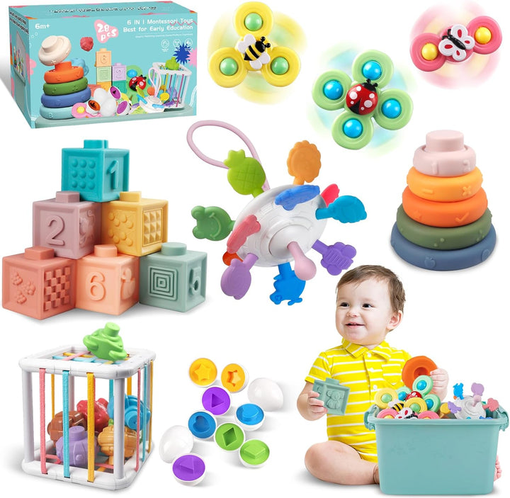 Weilim Juguetes para bebés de 6 a 12 meses, cubos sensoriales Monte...